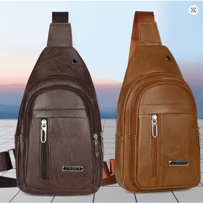 Bolsa Transversal Peito Couro Legítimo Impermeável Ombro
