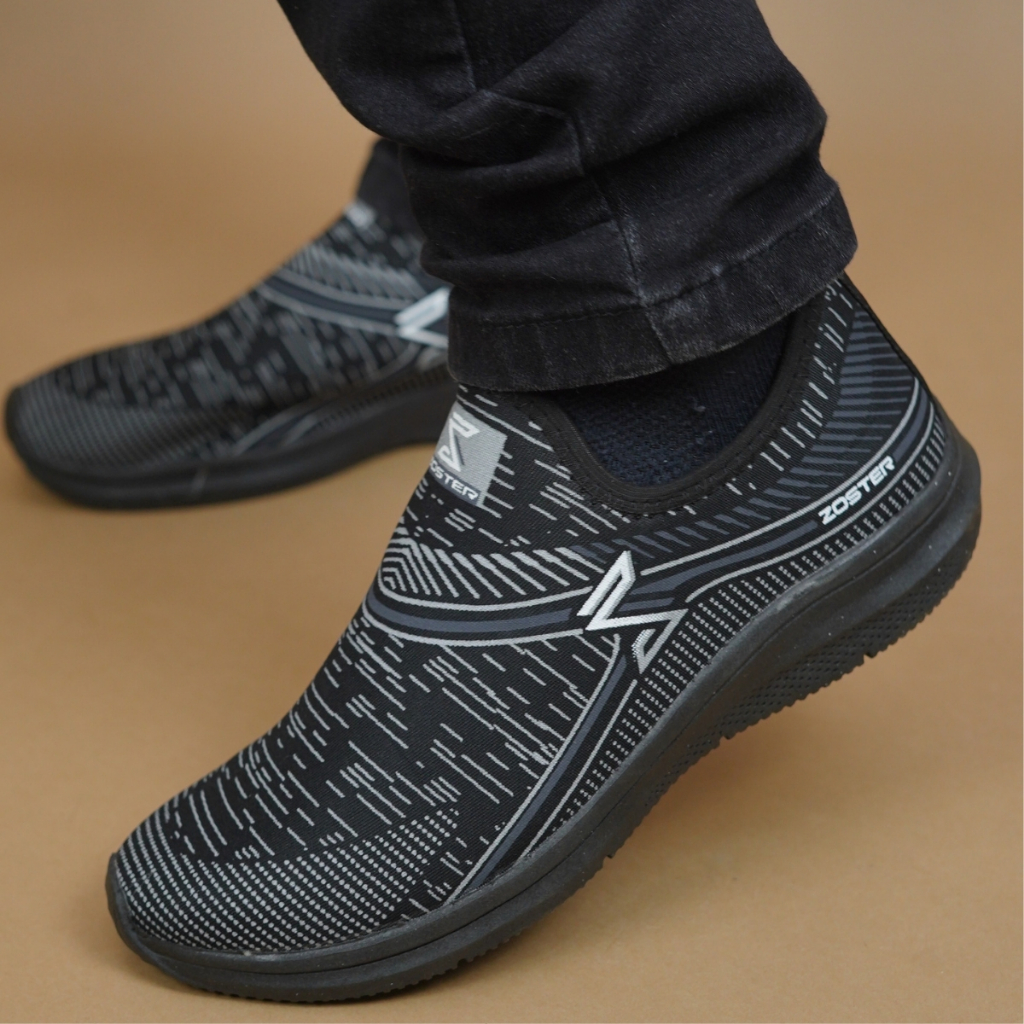 Tênis Esportivo Masculino | Slip-On Preto Rosa | Malha Anatômica | Pronta Entrega