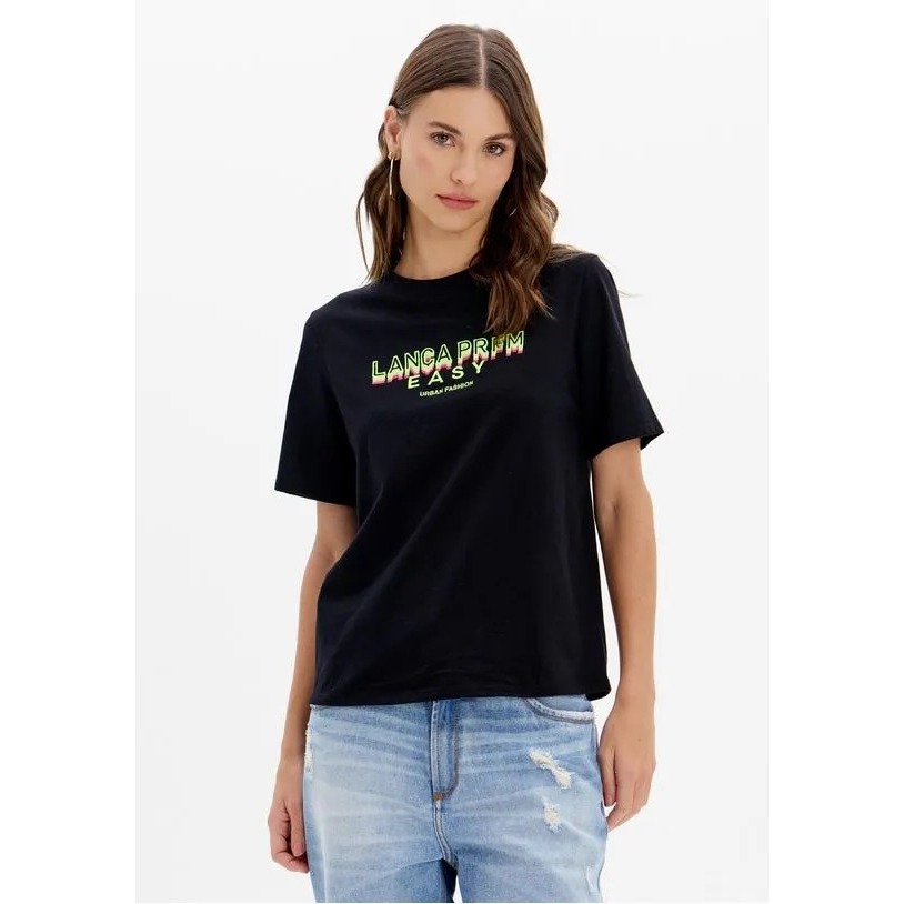 Blusa Tshirt Baby Look Lança Perfume Easy Preta em Oferta na Shopee