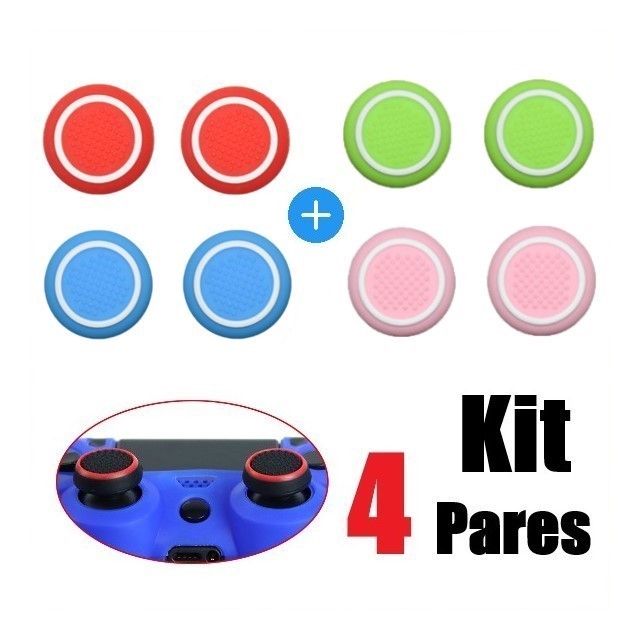 4 Pares de Grip borracha Protetora de Silicone Pro para Analógicos de Controles de PS4/PS5/Xbox Series/One/360