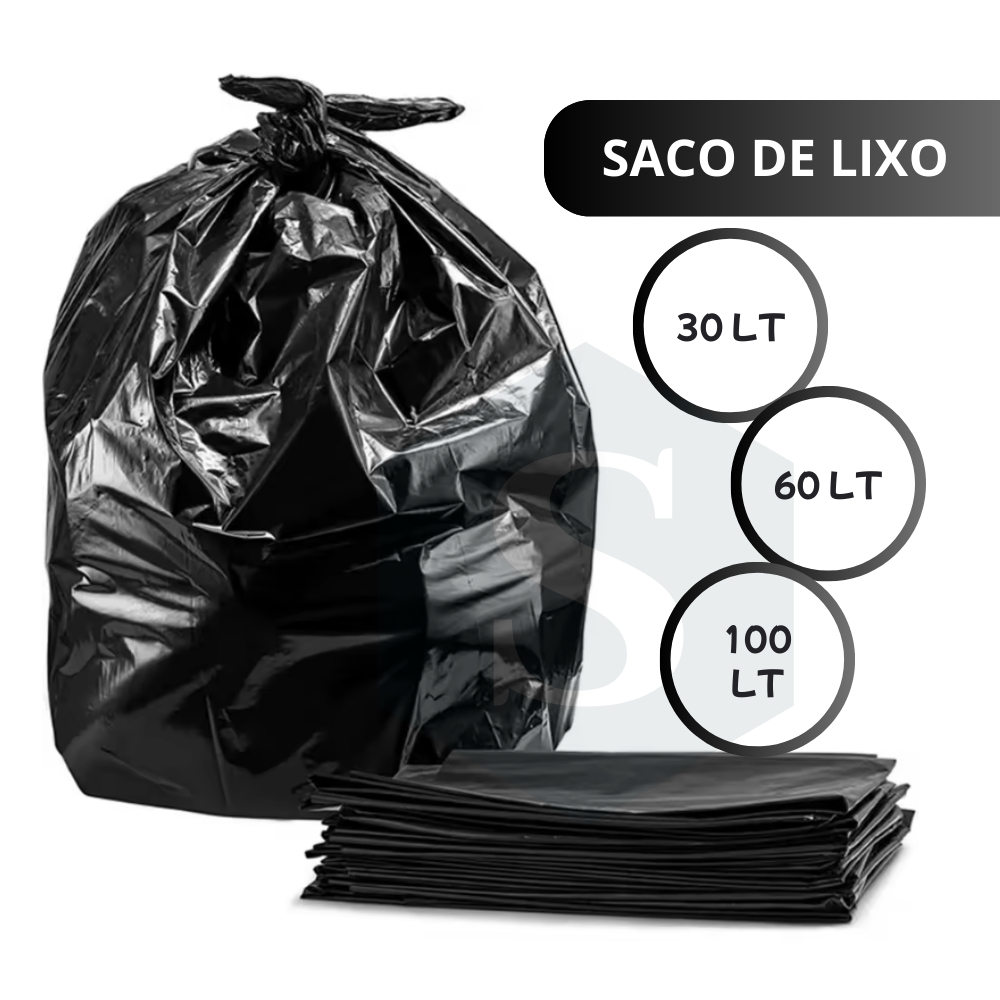 Saco de Lixo Resistente Com 100 Unidades 30/60/100 Litros Direto Da Fábrica