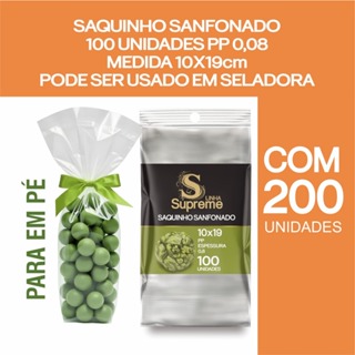 SAQUINHO SANFONADO 200 UNIDADES 10X19 em Oferta na Shopee