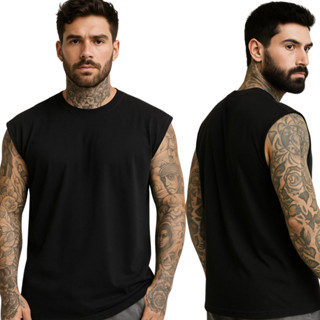 Camiseta Regata Oversized Masculina Academia Machão Treino Longline Lisa