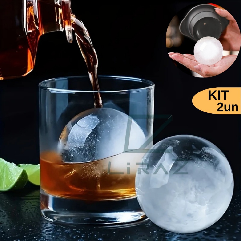 Kit 2 Forma de Gelo Esfera Redondo para Bebidas Drinks