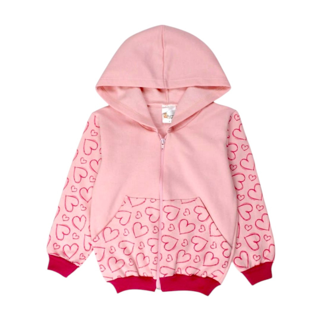 Jaqueta Infantil Menina Estampada Com Bolso Zíper E Capuz — imagem 2 de 2