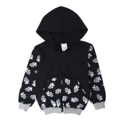 Jaqueta Infantil Menina Estampada Com Bolso Zíper E Capuz