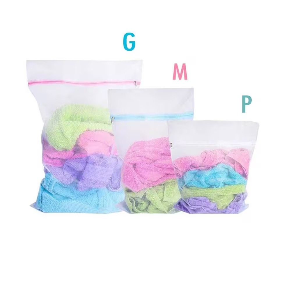 Kit 3 Sacos Lavar Roupas Protetor De Lingerie Roupa Íntima Tecido Delicado Tela Papa Bolinha (P/M/G)