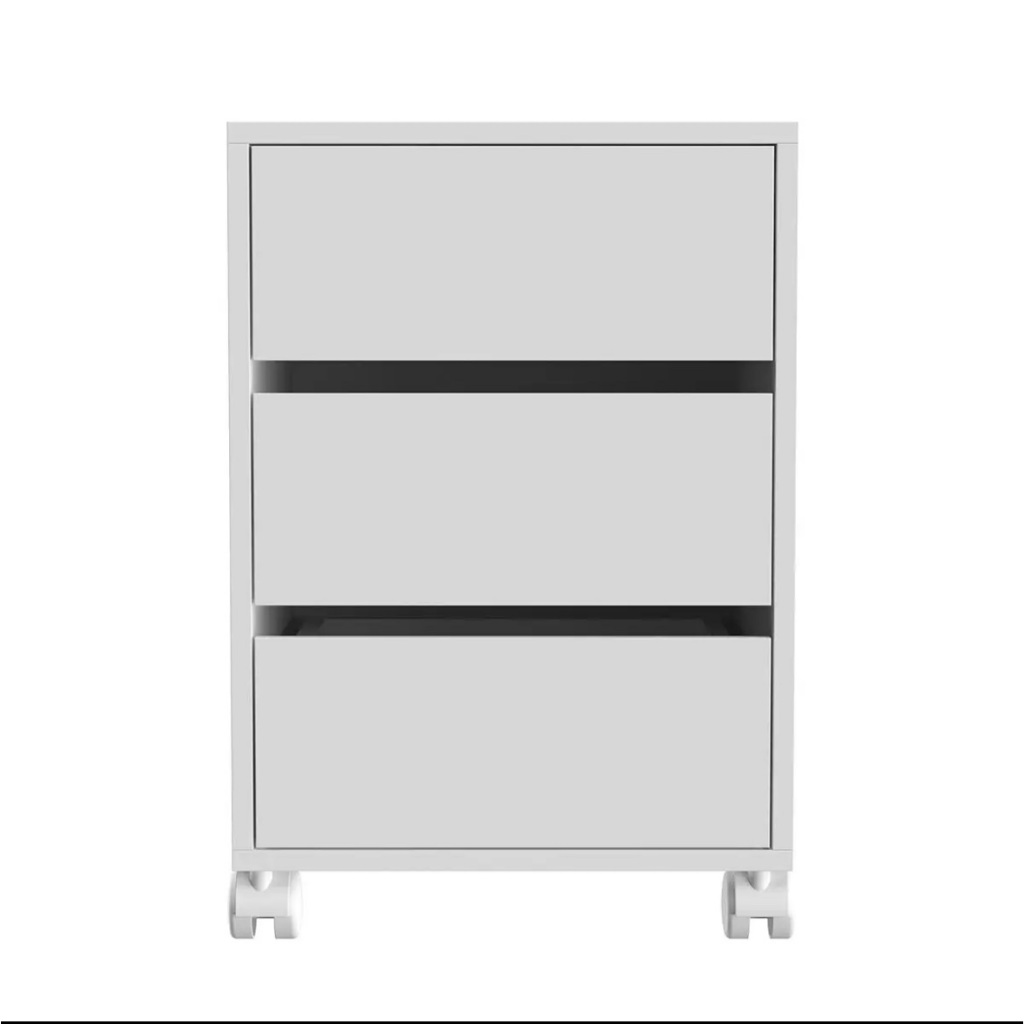 Gaveteiro com Rodinhas 3 gavetas para escritório Home Office Multivisão madeira MDP 15 mm