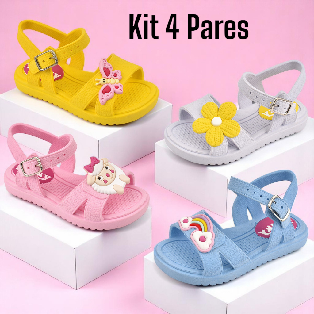 Kit 4 Pares Sandália Infantil Menina em Oferta na Shopee