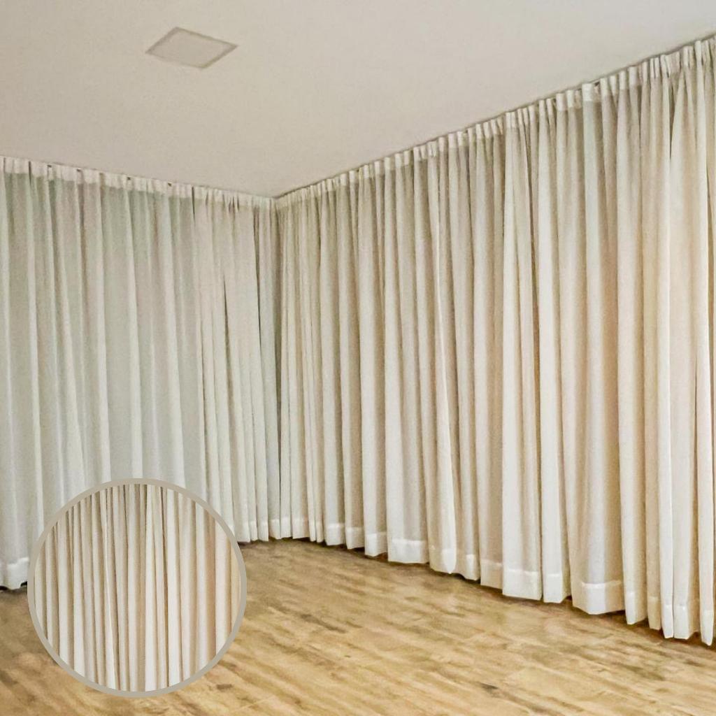 CORTINA GAZE DE LINHO E BLACKOUT 70% DIVERSOS TAMANHOS TRILHO DUPLO MAX VEDA 70% DA LUZ
