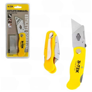 Estilete Profissional Dobrável Com Lâmina Fixa, Acompanha 5 Lâminas extra B-Tek BT-323 em Oferta na Shopee