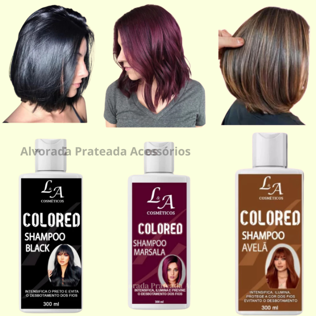 Shampoo Colored Antibranco Efeito Intenso e Duradouro Disfarça Fios Brancos com Cor Natural - 300ml