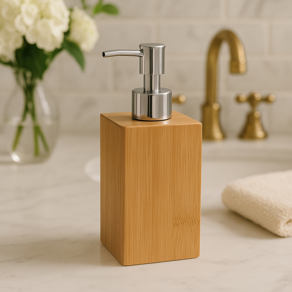 Porta Sabonete Líquido Dispenser Bambu Natural 350 ml