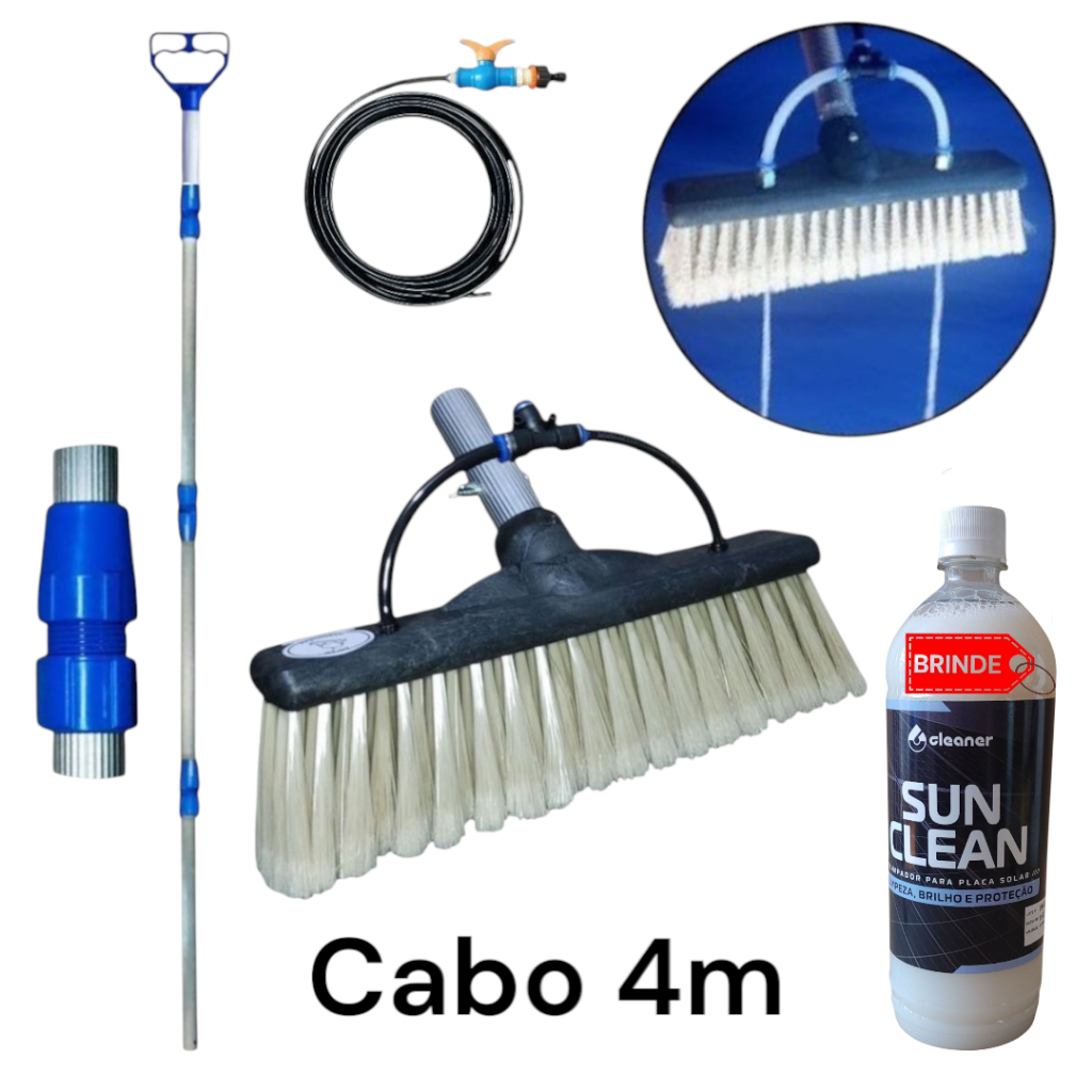 Vassoura para limpeza de placa solar com cabo de 4 metros