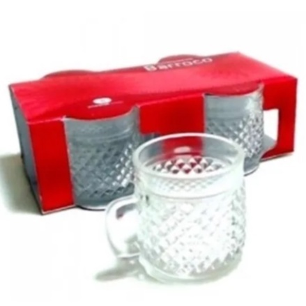 Kit 4 Canequinhas De Café Em Vidro Barroco Wheaton 65ml Elegantes Para Café, Cappuccino, Chocolate Quente E Caldinho