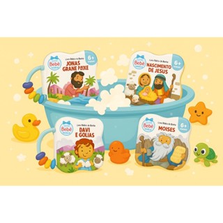 Livro de Banho Bíblico com Chocalho | Bebê 6+ Meses | Histórias Infantis Cristãs à Prova d'Água em Oferta na Shopee