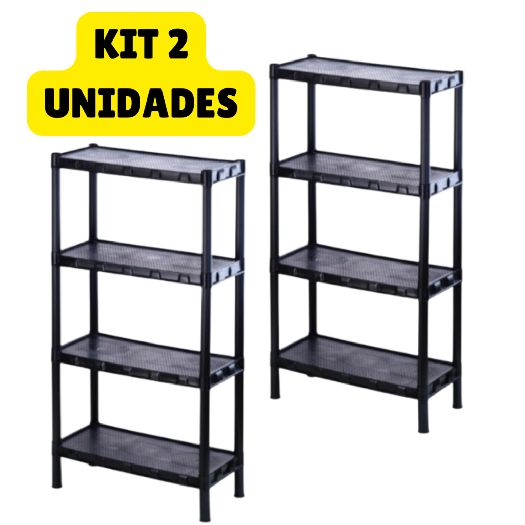 Kit 2 Prateleira Estante Modular Multiuso 4 Andares Organizadoras Lavanderia Quarto Cozinha