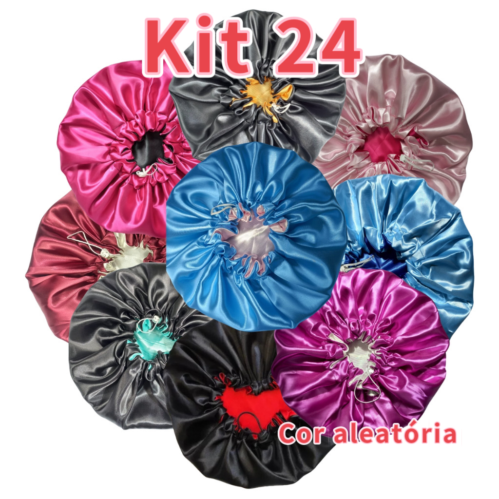 Atacado- Kit 12/24/36 UNI  (Duzia) Toucas De Cetim Antifrizz Dupla Face Para Revenda