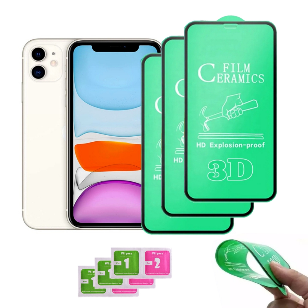 Kit 3x Película Cerâmica Flexível Modelos Iphone 6 7 8 X Xr 11 12 13 14 15 16
