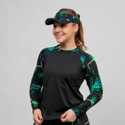 Blusa Uv Feminina Manga Longa UV Praia Piscina + Viseira Combinando Grátis
