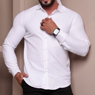Camisa Social Slim Fit Manga longa Branca Preta Super Oferta Envio Imediato Nova coleção