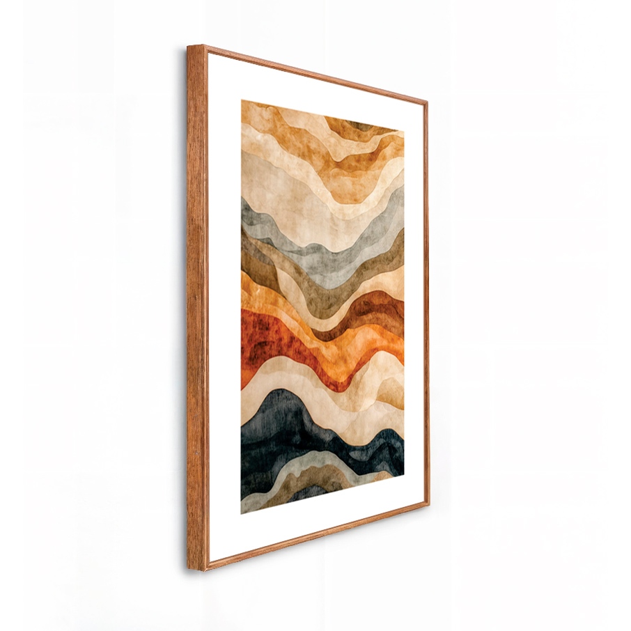 Quadro decorativo moldura Caixa Alta Grande 41x61x3.5 cm arte abstrato onduladas com  Paspatur