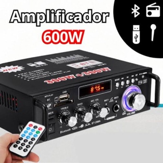 Super amplificador 220v Bass 600w Bluetooth USB FM AUX SD karaoke controle remoto home cinema em Oferta na Shopee