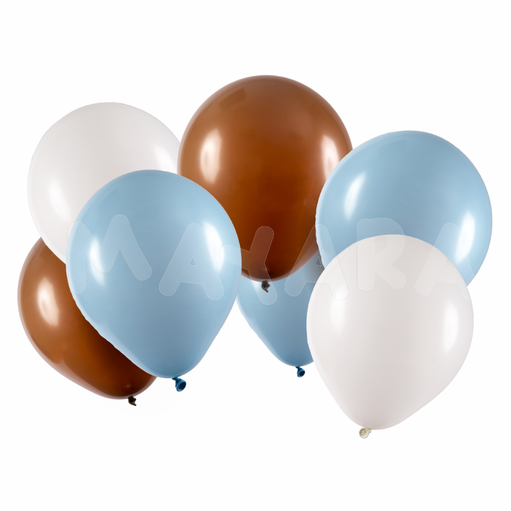 75 Balões - Bexiga Azul Baby Branco e Marrom 8 Polegadas em Oferta na Shopee