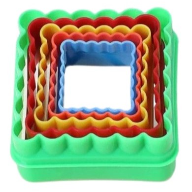 Kit Cortador Molde Quadrado Babado Frisado 5 Peças Biscuit Biscoito Pasta Americana Confeitaria - 1689 em Oferta na Shopee