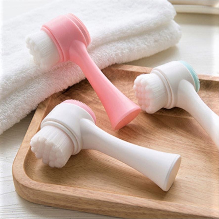 Atacado--Kit12/24UNI  Escova Limpeza Facial 2 Em 1 Aparelho Massagem Esponja Com Caixinha Unitario