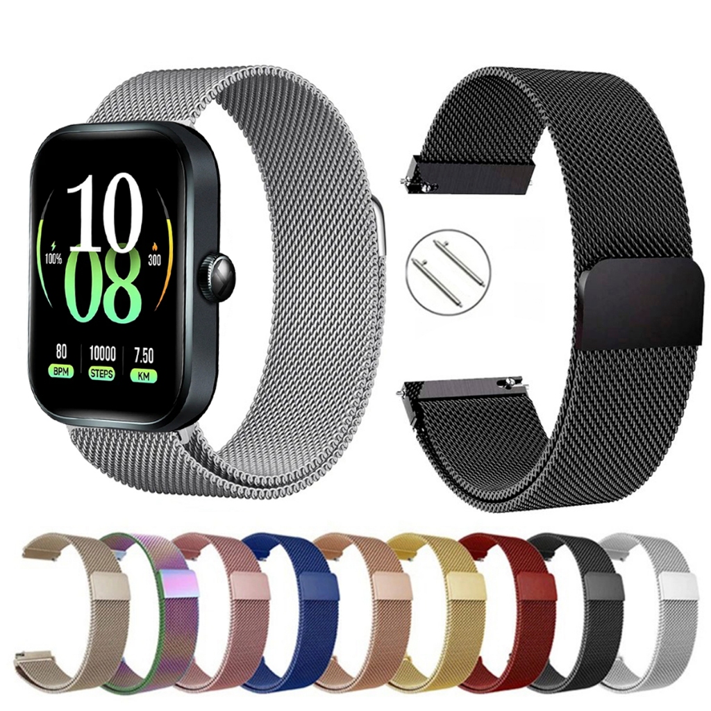 Pulseira de 22mm milanesa aço inox para Smartwatch Haylou Watch 4 de Engate Rapido Pronta entrega no Brasil