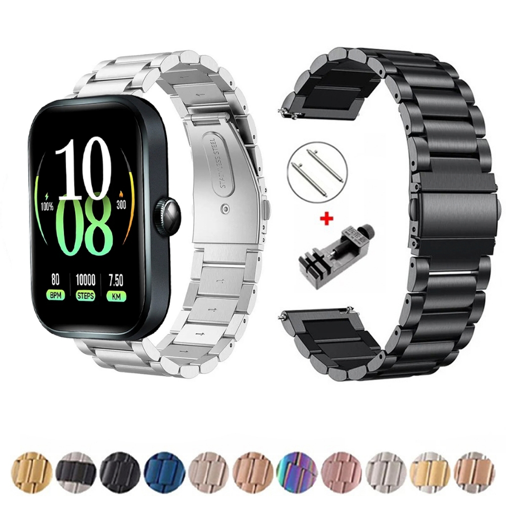 Pulseira de 22mm Metal Elos de aço inox para Smartwatch Haylou Watch 4 de Engate Rapido