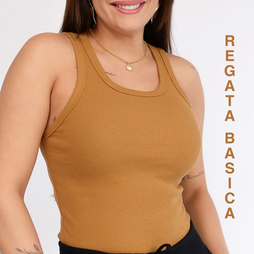 Regata Básica Ribana Canelada Algodão Elastano Premium Blusinha Feminina em Oferta na Shopee
