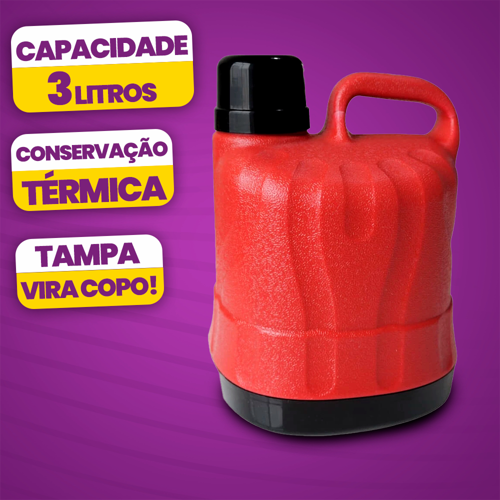 Garrafão Térmico 3L Antares Conservação De Bebidas Quentes Ou Geladas Azul*Ou Vermelho* Obra Camping Café Água