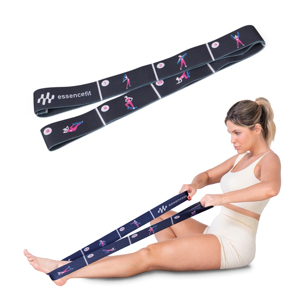 Faixa Elástica Alongamento Fita Yoga Pilates Fisioterapia Fortalecimento Muscular EssenceFit em Oferta na Shopee