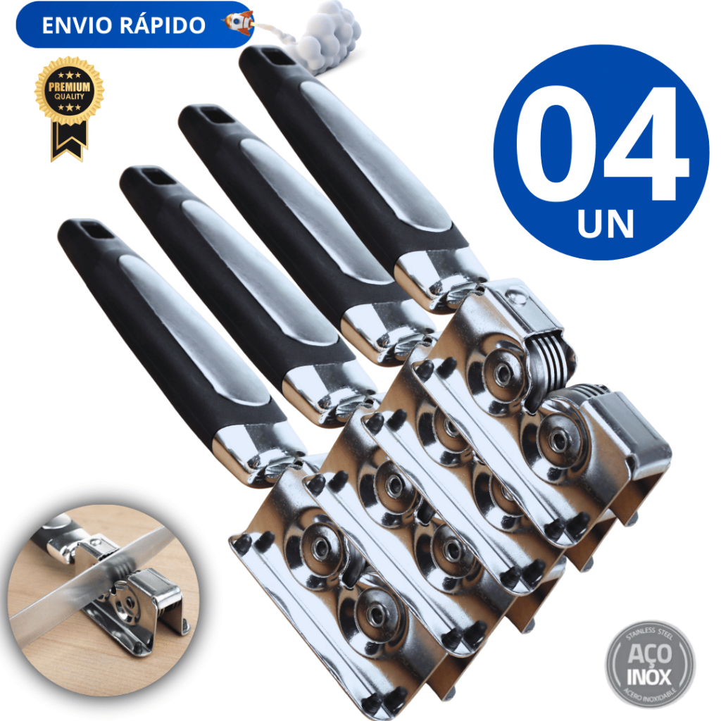 04 Unidades Afiador Amolador de Faca Tesoura Variáveis Utilidades  Canivete Lâmina Inox Multifuncional