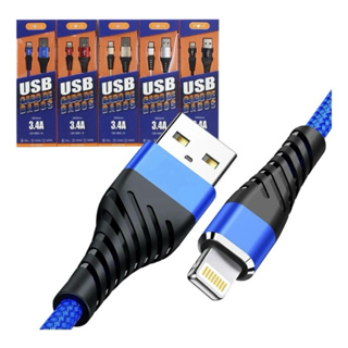 Kit 5 Cabo Carregador Iphone Lightning Rápido Turbo Reforçado 2 Metros Cores Inova 3.4a em Oferta na Shopee