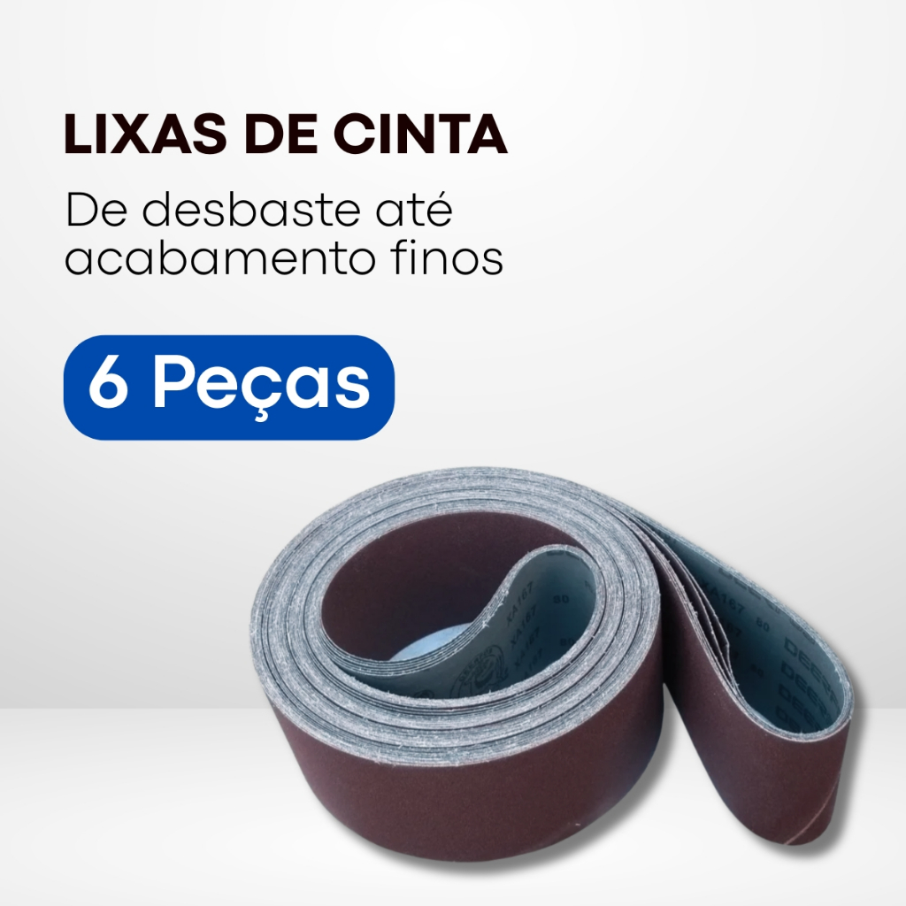 Kit 6 Peças Cinta De Lixa 2200x150mm Óxido Aluminio - Grãos sortidos 36 a 400