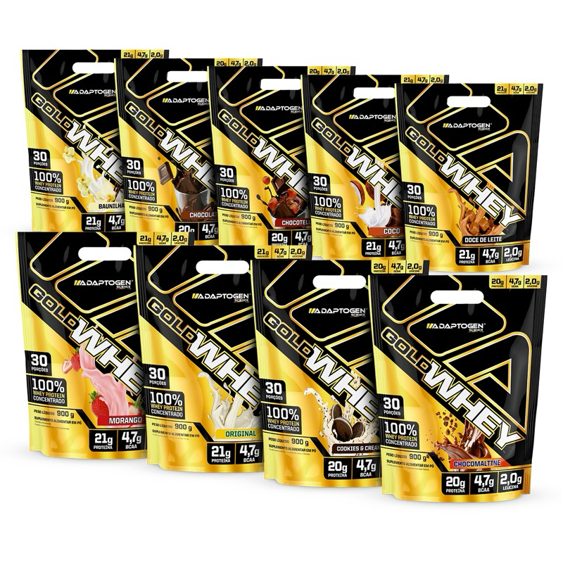 Gold Whey - Adaptogen - 900g- Whey Protein Concentrado 100%
