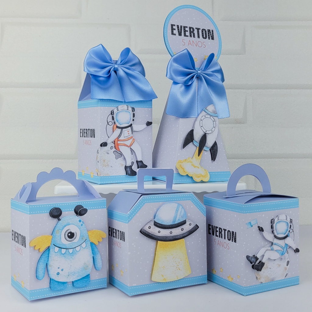 Kit Festa Personalizados - Astronauta - Lembrancinhas de aniversário - Caixinhas PersonalizadasS