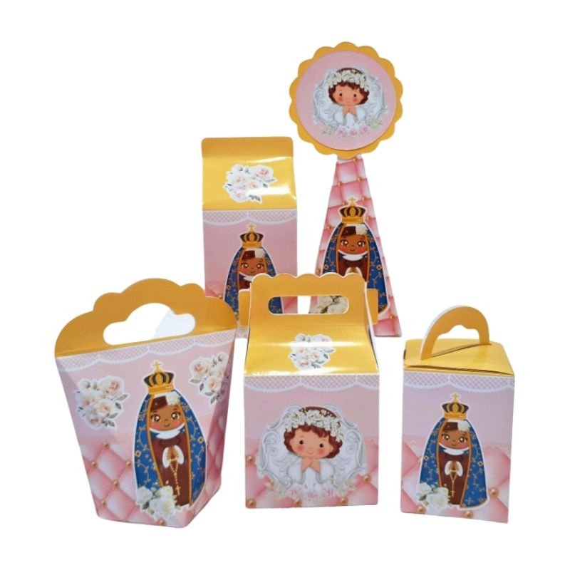 Kit caixinhas Personalizadas, lembrancinhas de festa aniversário  PEGUE E MONTE -Batizado Nossa Senhora Aparecida