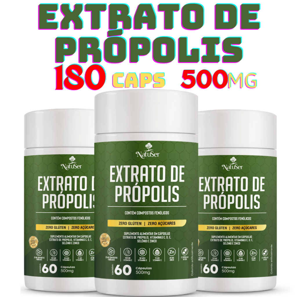 Extrato de Própolis Puro 60 Cápsulas 500MG NatuSer
