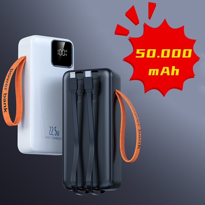 Carregador Portátil Bateria Power Bank 50000mah/30000mah/20000mah/10000mah Turbo 22.5W PD carregamento ultrarrápido