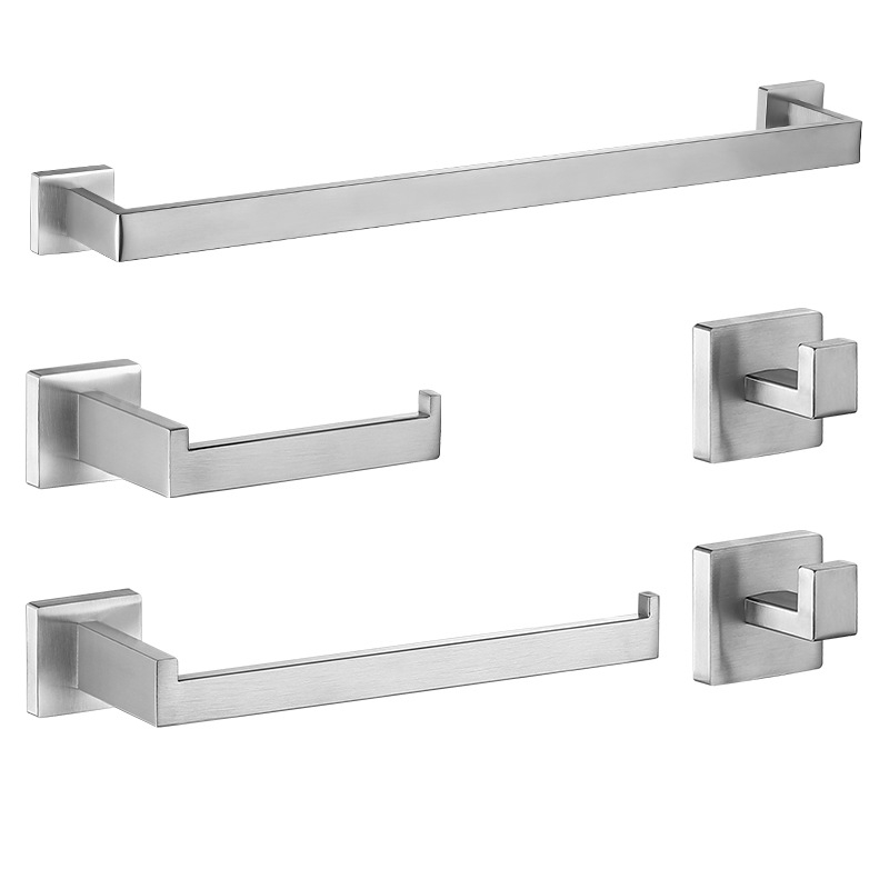 Kit Acessórios Banheiro Prata Inox 304 Escovado Luxo 5 Peças