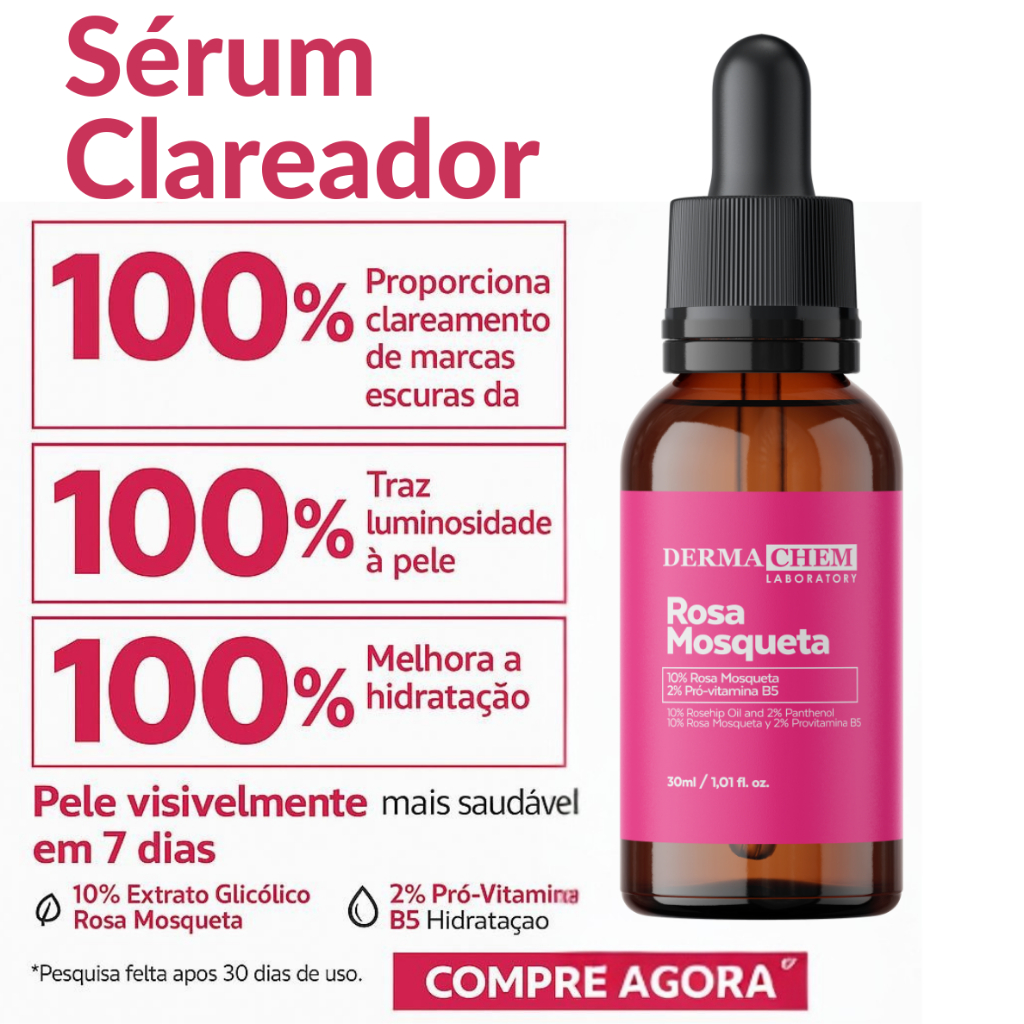 Sérum Facial Clareador de Rosa Mosqueta 30ml Dermachem