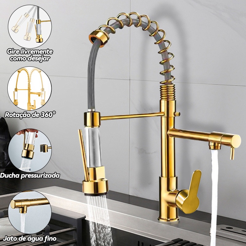 Torneira Cozinha Gourmet Torneiras flexivel para Monocomando Bifuncional Torneiras de pia ...
