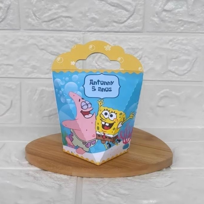 PEGUE E MONTE - Caixinha Coração Triangulove personalizada Bob Esponja -  Lembrancinhas -  Festa de Aniversário