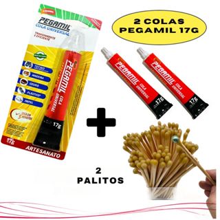 2 Cola Pegamil 17g + 2 Palitos Pega Pérolas Strass Melhor em Oferta na Shopee