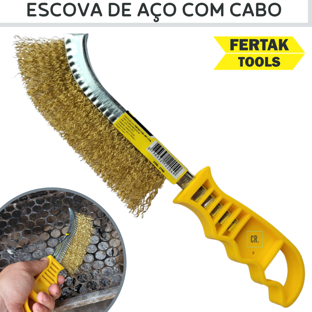 Escova de Aço Com Cabo Anatômico Manual Para Limpeza de Churrasqueira, Ferrugem ou Uso Geral. em Oferta na Shopee
