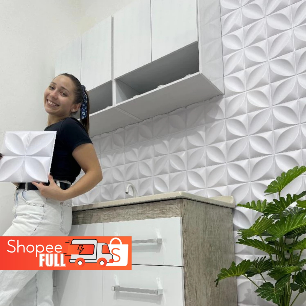 Kit 10 placas pvc 3d revestimento de parede decorativa 25 cm